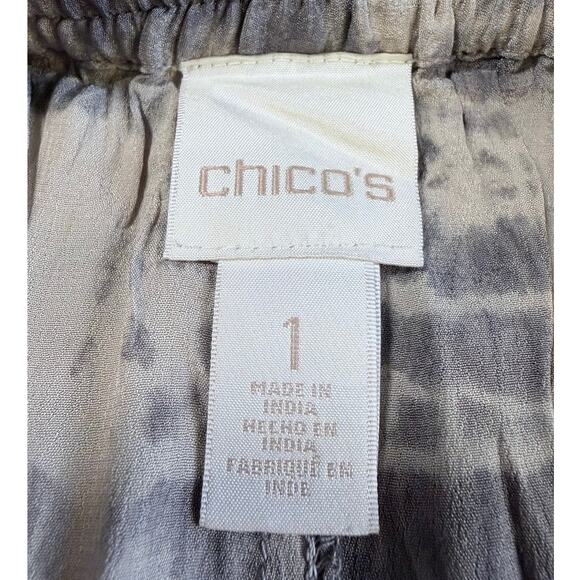 Chico's Fringe Tie Dye Straight Maxi Skirt M Gray Cream Whimsygoth Western Boho - Picture 4 of 8